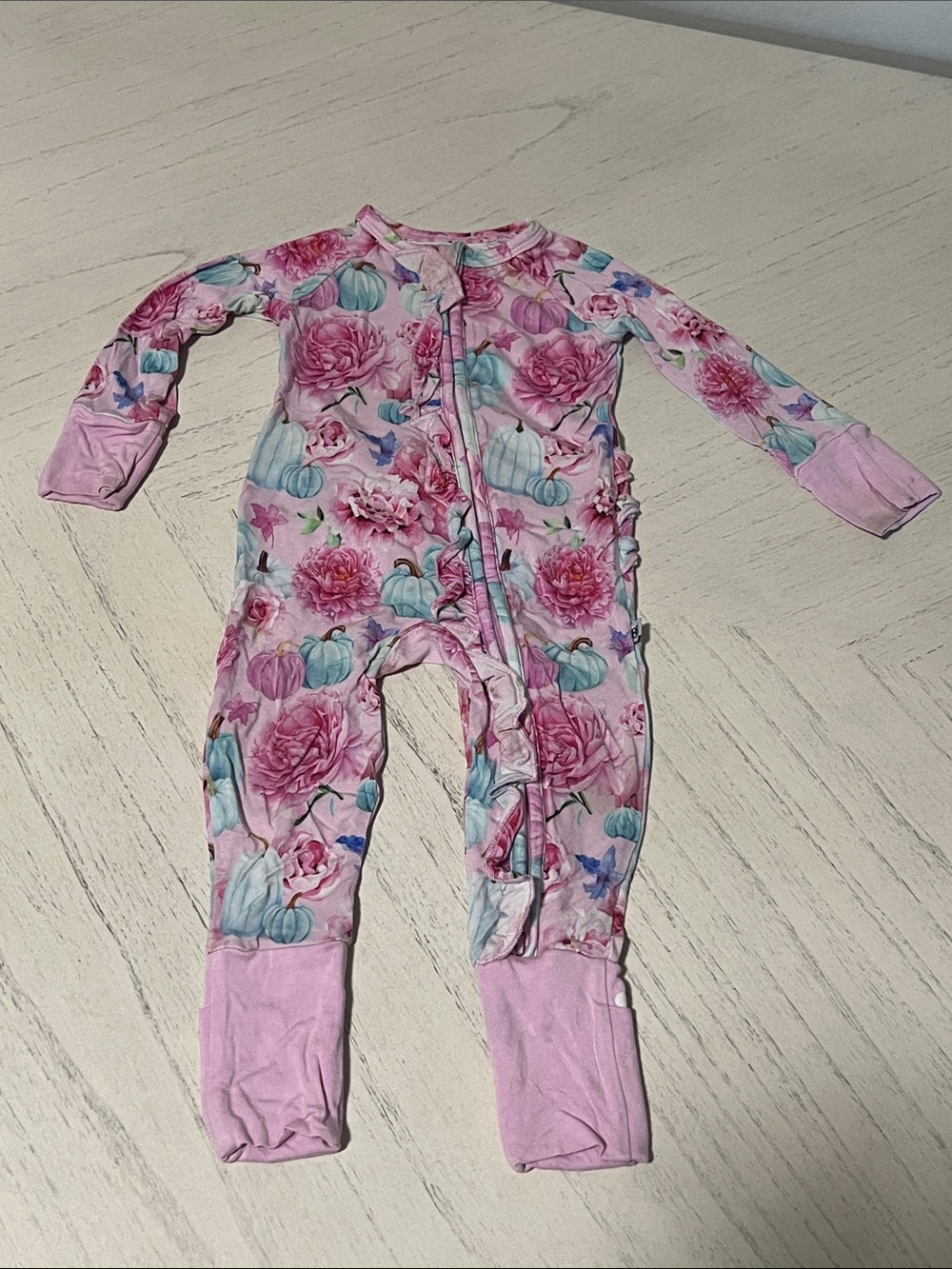 Pink and Blue Pumpkin Floral Convertible Romper